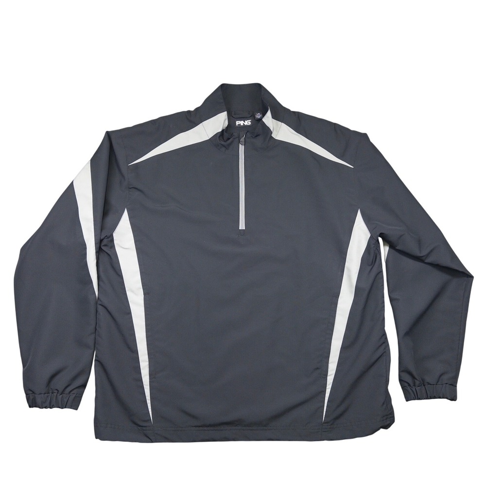 PING Grind Update Golf Windbreaker Mens L Charcoal Gray 1/4 Zip Windshirt Jacket
